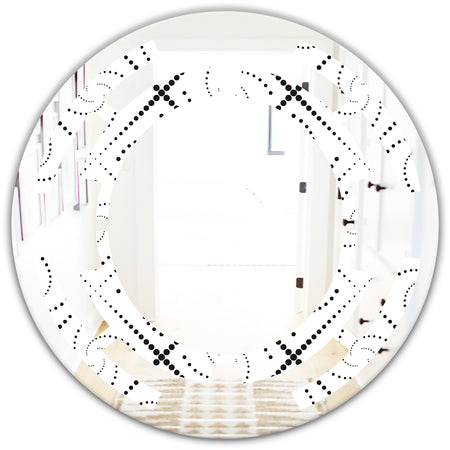 Retro Geometrical Abstract Minimal Pattern III - Modern Round or Oval Wall Mirror - Space