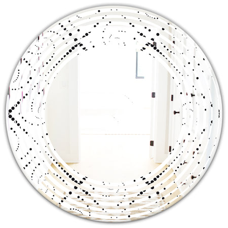 Retro Geometrical Abstract Minimal Pattern III - Modern Round or Oval Wall Mirror - Wave