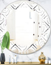 Retro Geometrical Abstract Minimal Pattern III - Modern Round or Oval Wall Mirror - Leaves