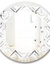 Retro Geometrical Abstract Minimal Pattern III - Modern Round or Oval Wall Mirror - Leaves