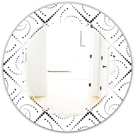 Retro Geometrical Abstract Minimal Pattern III - Modern Round or Oval Wall Mirror - Triple C