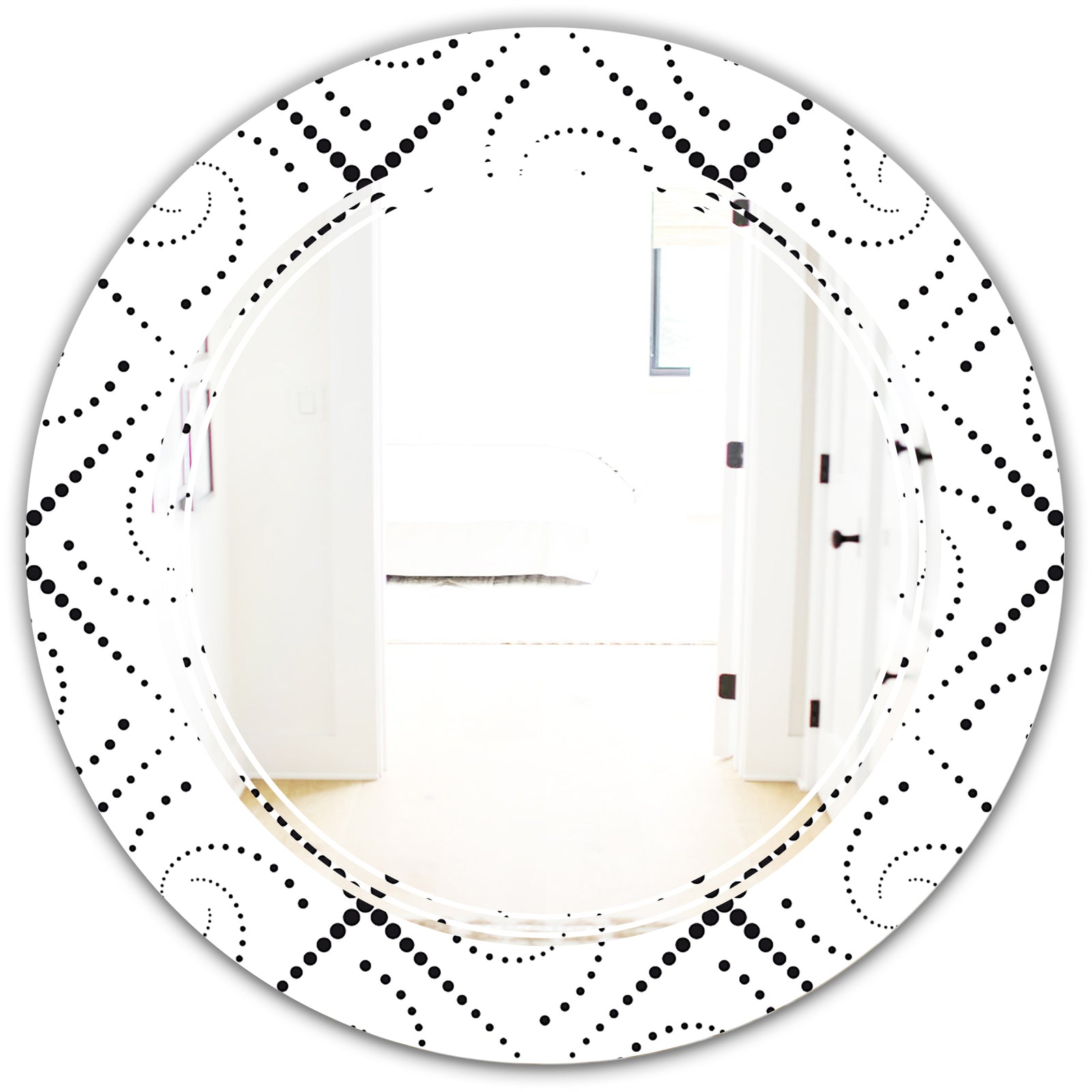 Retro Geometrical Abstract Minimal Pattern III - Modern Round or Oval Wall Mirror - Triple C
