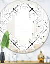 Retro Geometrical Abstract Minimal Pattern III - Modern Round or Oval Wall Mirror - Quatrefoil