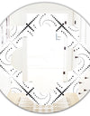 Retro Geometrical Abstract Minimal Pattern III - Modern Round or Oval Wall Mirror - Quatrefoil