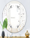 Retro Geometrical Abstract Minimal Pattern III - Modern Round or Oval Wall Mirror - Space