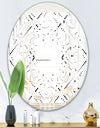 Retro Geometrical Abstract Minimal Pattern III - Modern Round or Oval Wall Mirror - Whirl
