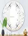 Retro Geometrical Abstract Minimal Pattern III - Modern Round or Oval Wall Mirror - Quatrefoil