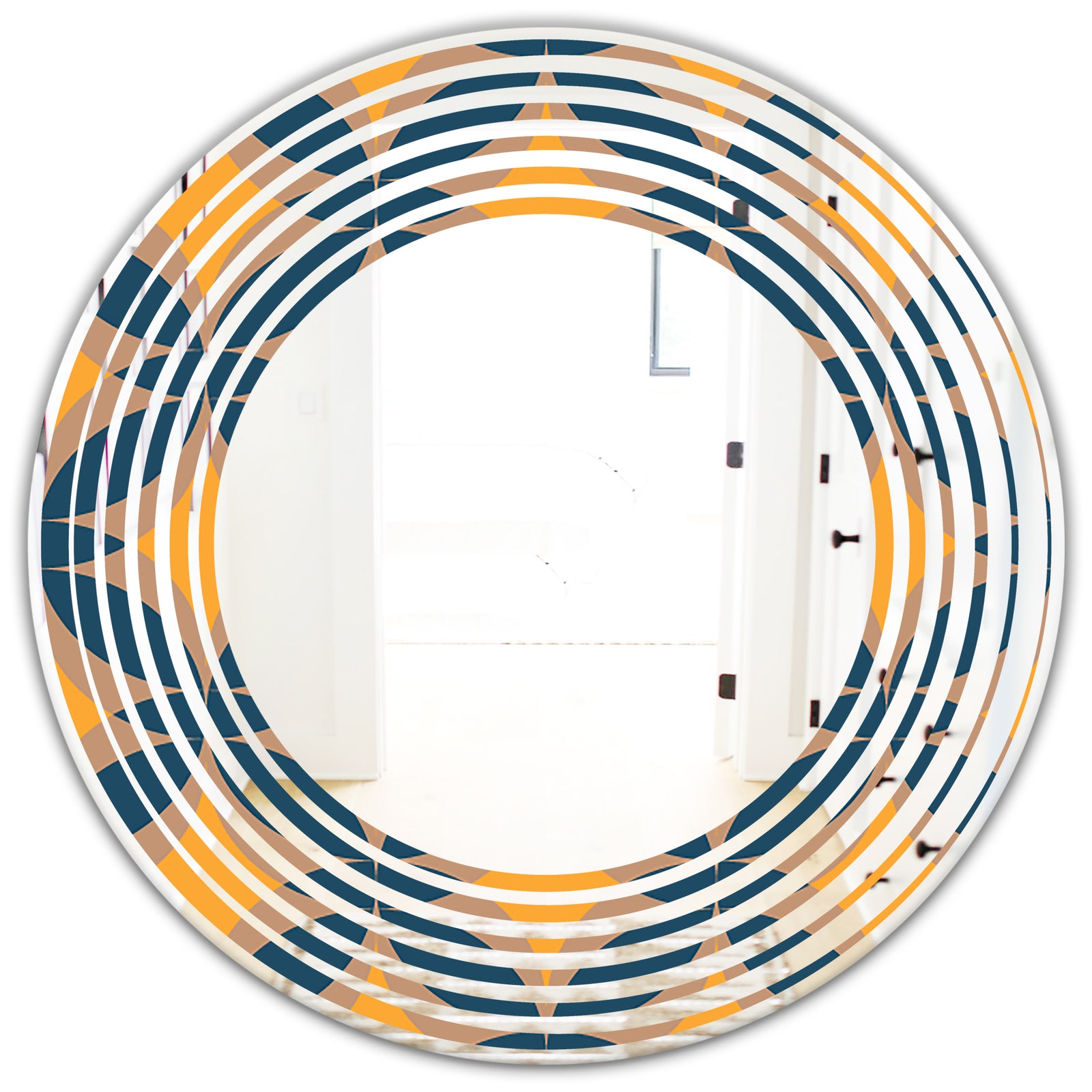 Abstract Retro Design III - Modern Round or Oval Wall Mirror - Wave