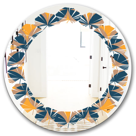 Abstract Retro Design III - Modern Round or Oval Wall Mirror - Leaves