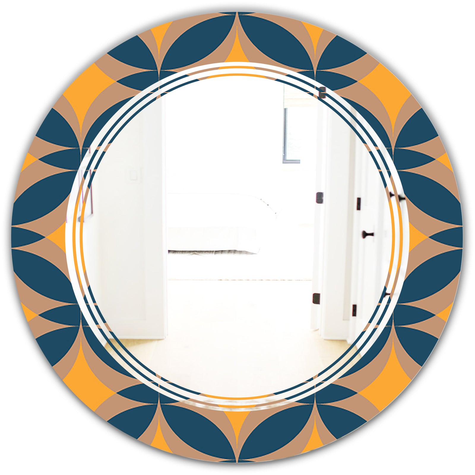 Abstract Retro Design III - Modern Round or Oval Wall Mirror - Triple C