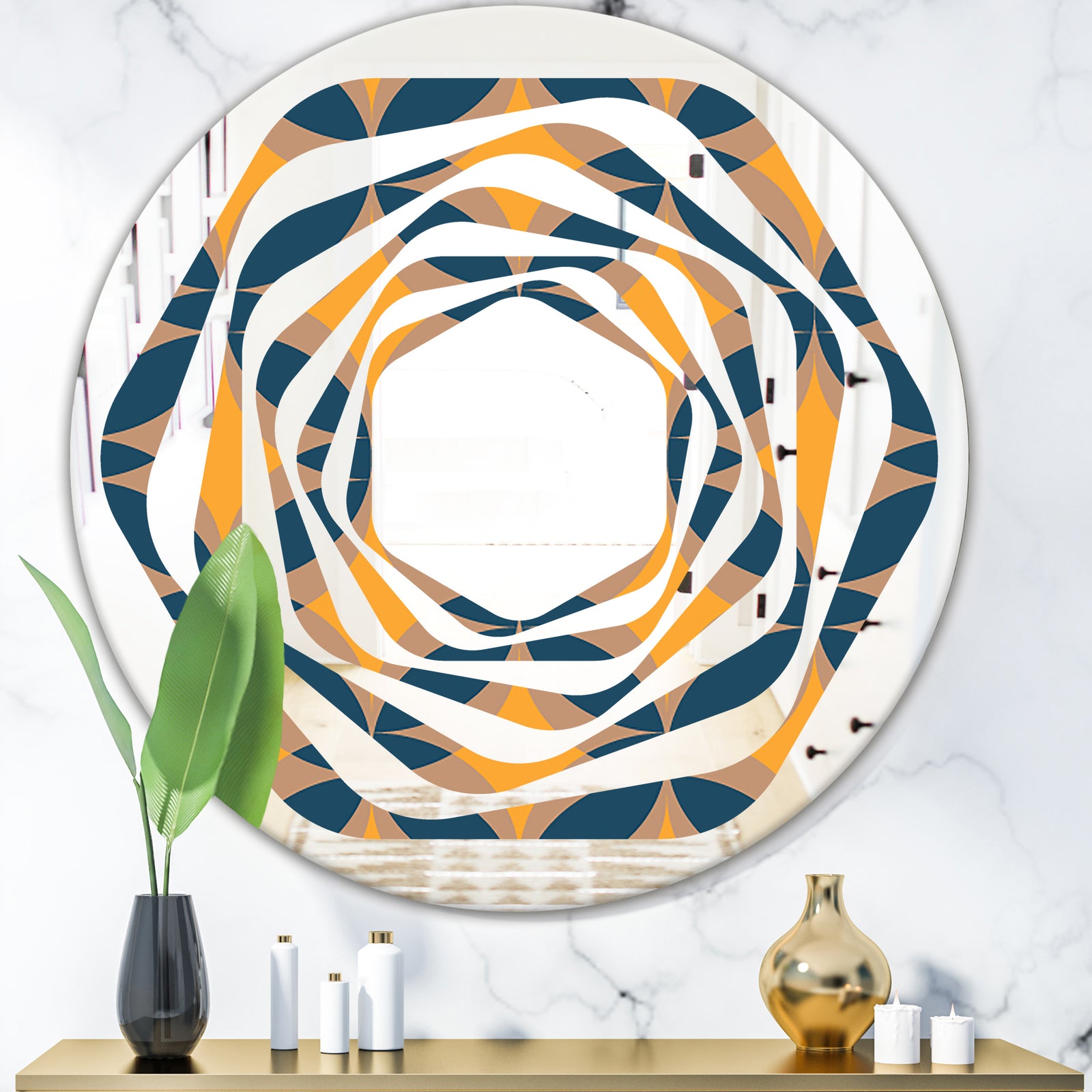 Abstract Retro Design III - Modern Round or Oval Wall Mirror - Whirl