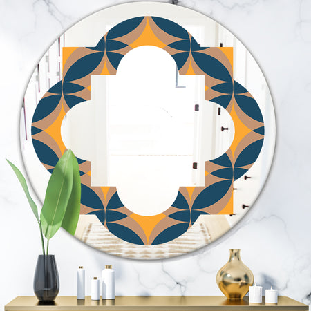 Abstract Retro Design III - Modern Round or Oval Wall Mirror - Quatrefoil