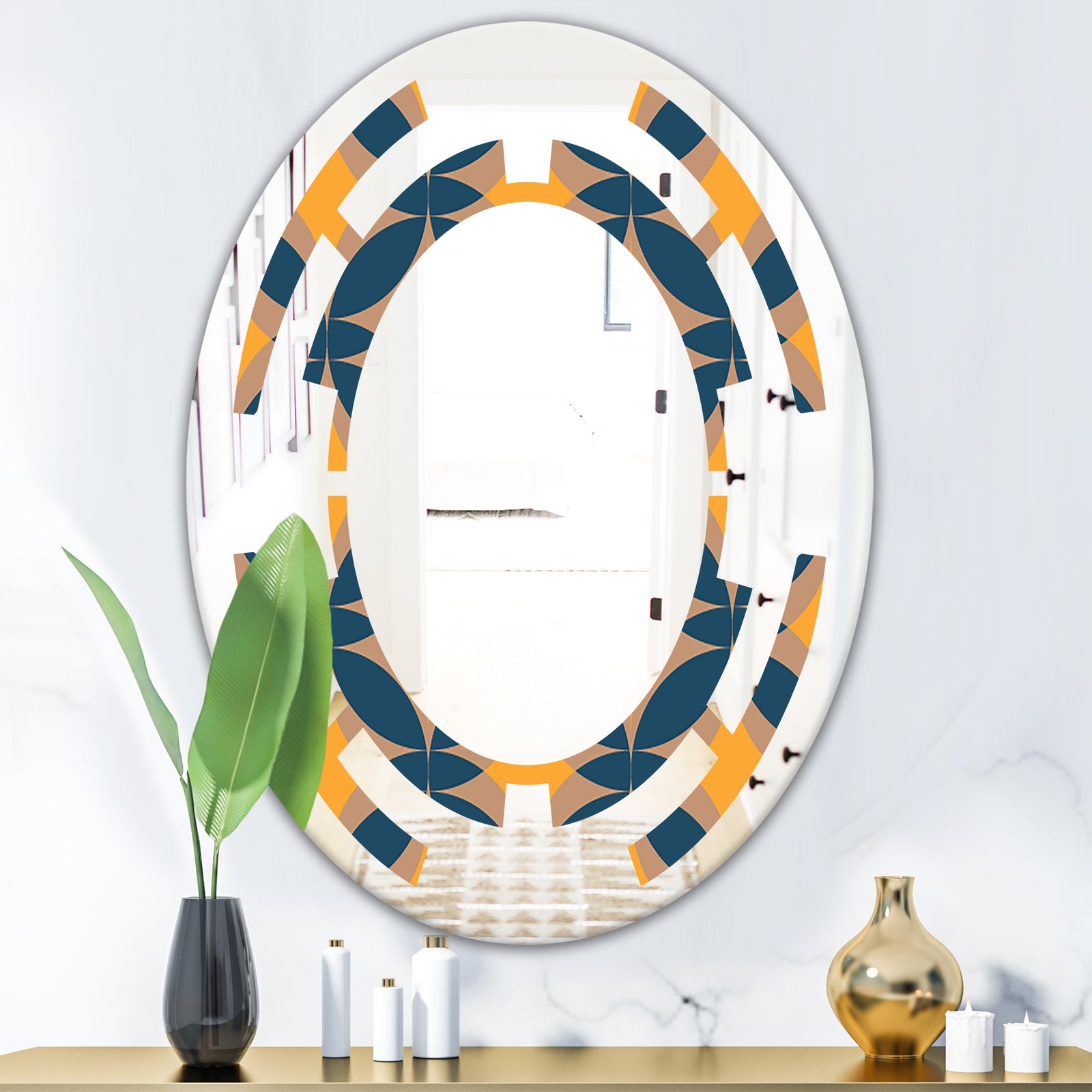 Abstract Retro Design III - Modern Round or Oval Wall Mirror - Space