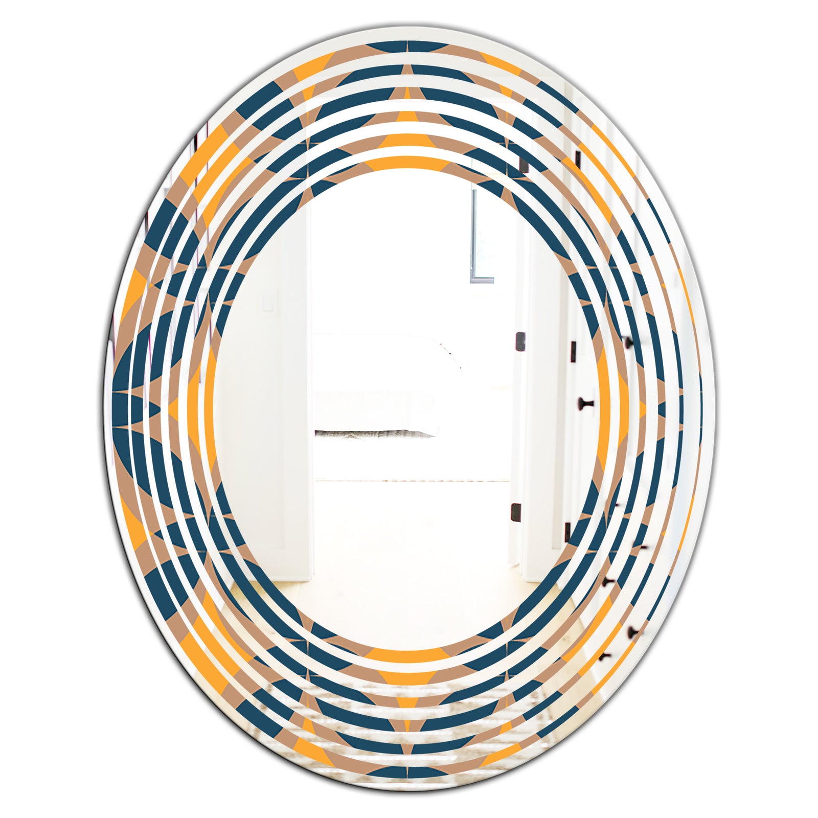 Abstract Retro Design III - Modern Round or Oval Wall Mirror - Wave