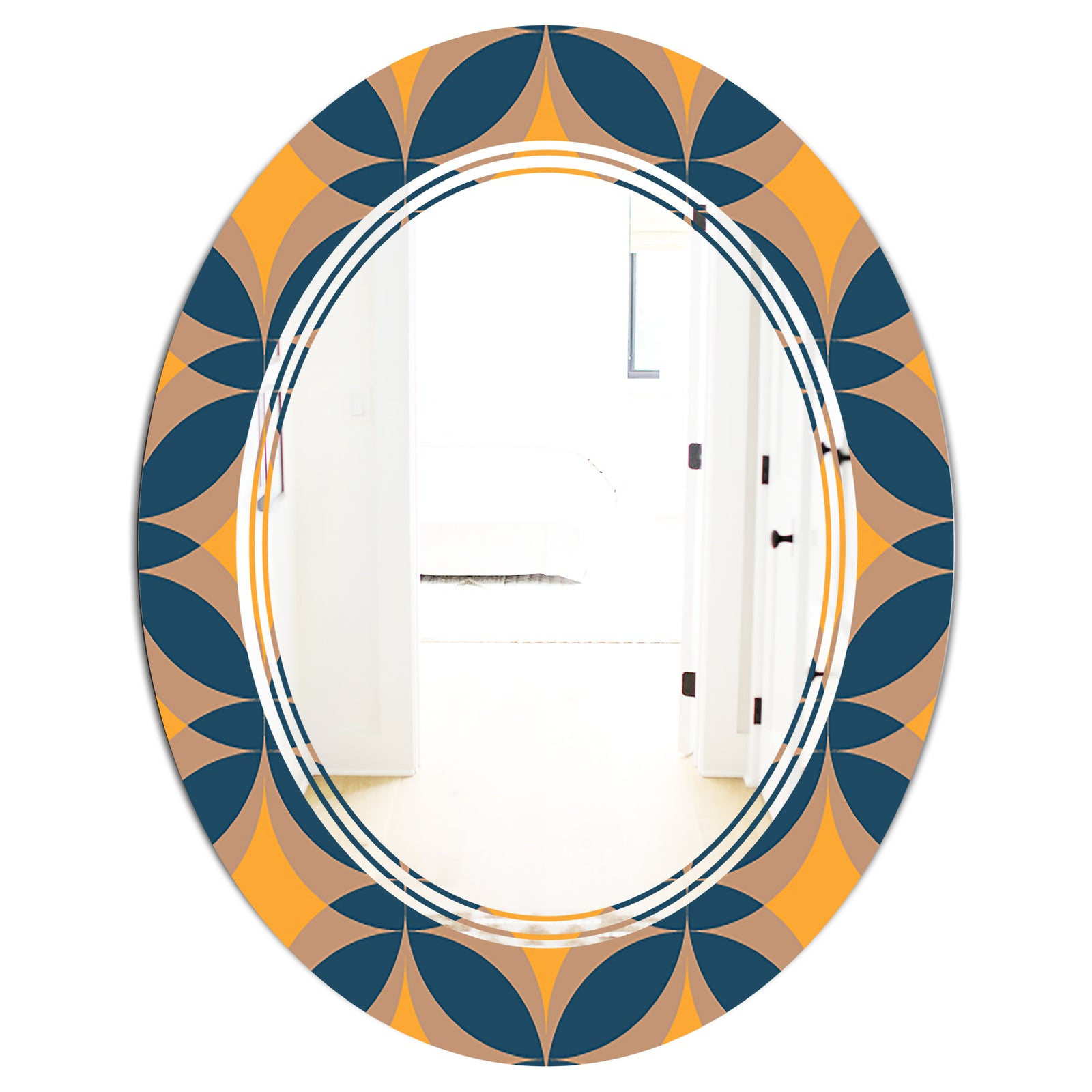 Abstract Retro Design III - Modern Round or Oval Wall Mirror - Triple C