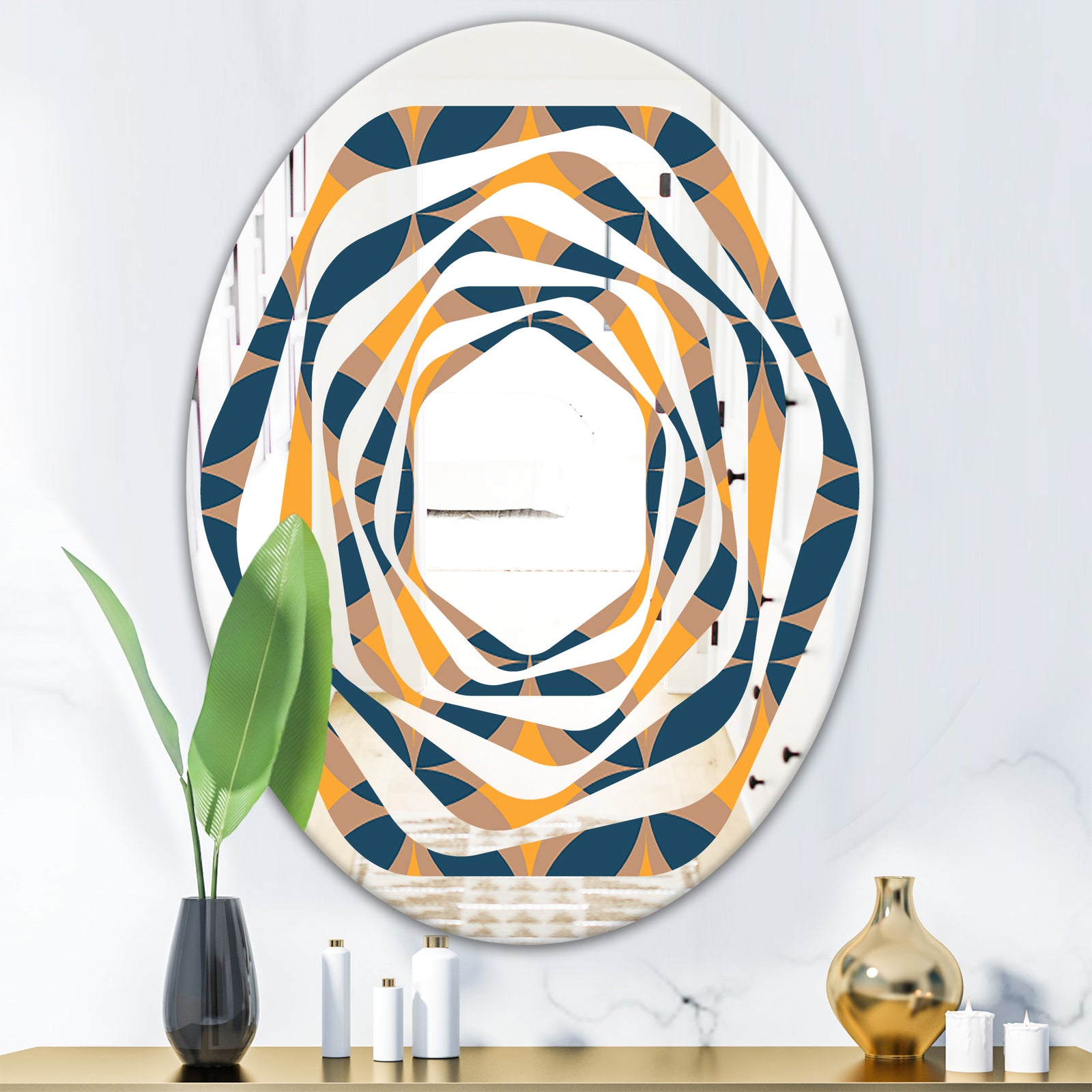 Abstract Retro Design III - Modern Round or Oval Wall Mirror - Whirl