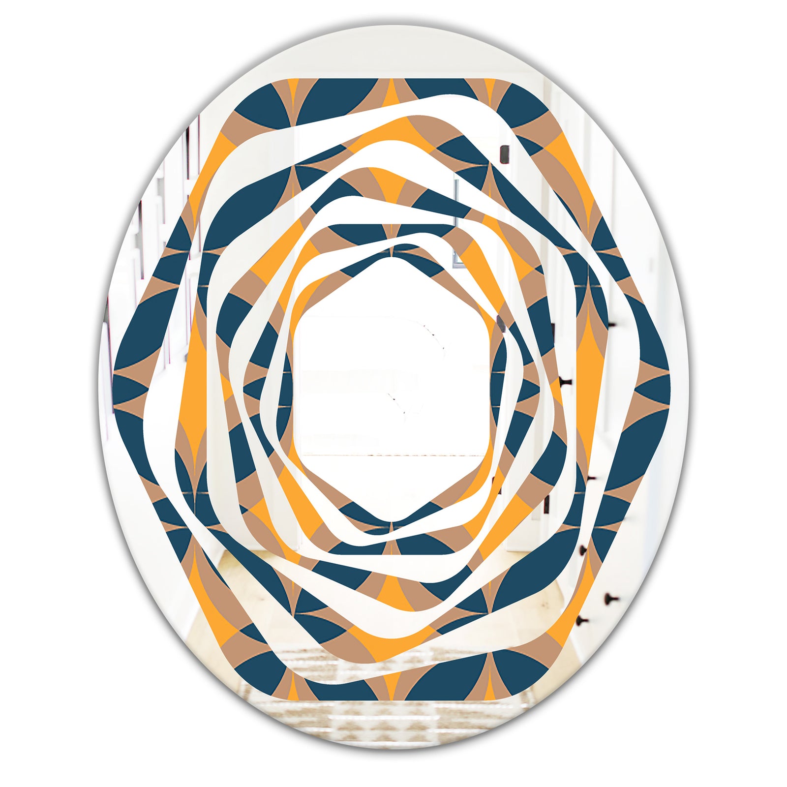 Abstract Retro Design III - Modern Round or Oval Wall Mirror - Whirl