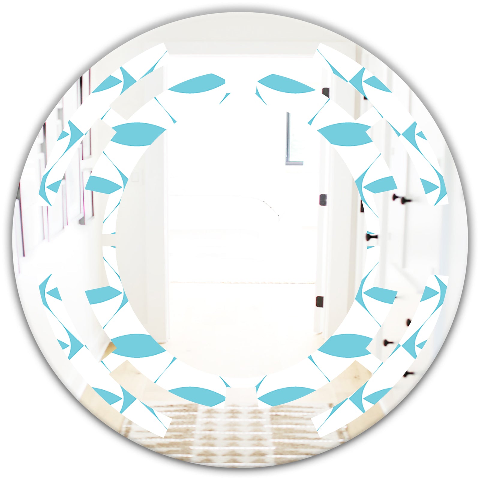 Abstract Retro Geometrical Design III - Modern Round or Oval Wall Mirror - Space