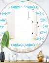 Abstract Retro Geometrical Design III - Modern Round or Oval Wall Mirror - Leaves