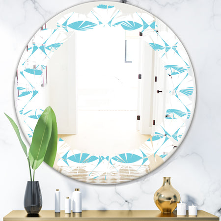 Abstract Retro Geometrical Design III - Modern Round or Oval Wall Mirror - Leaves