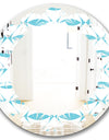 Abstract Retro Geometrical Design III - Modern Round or Oval Wall Mirror - Leaves