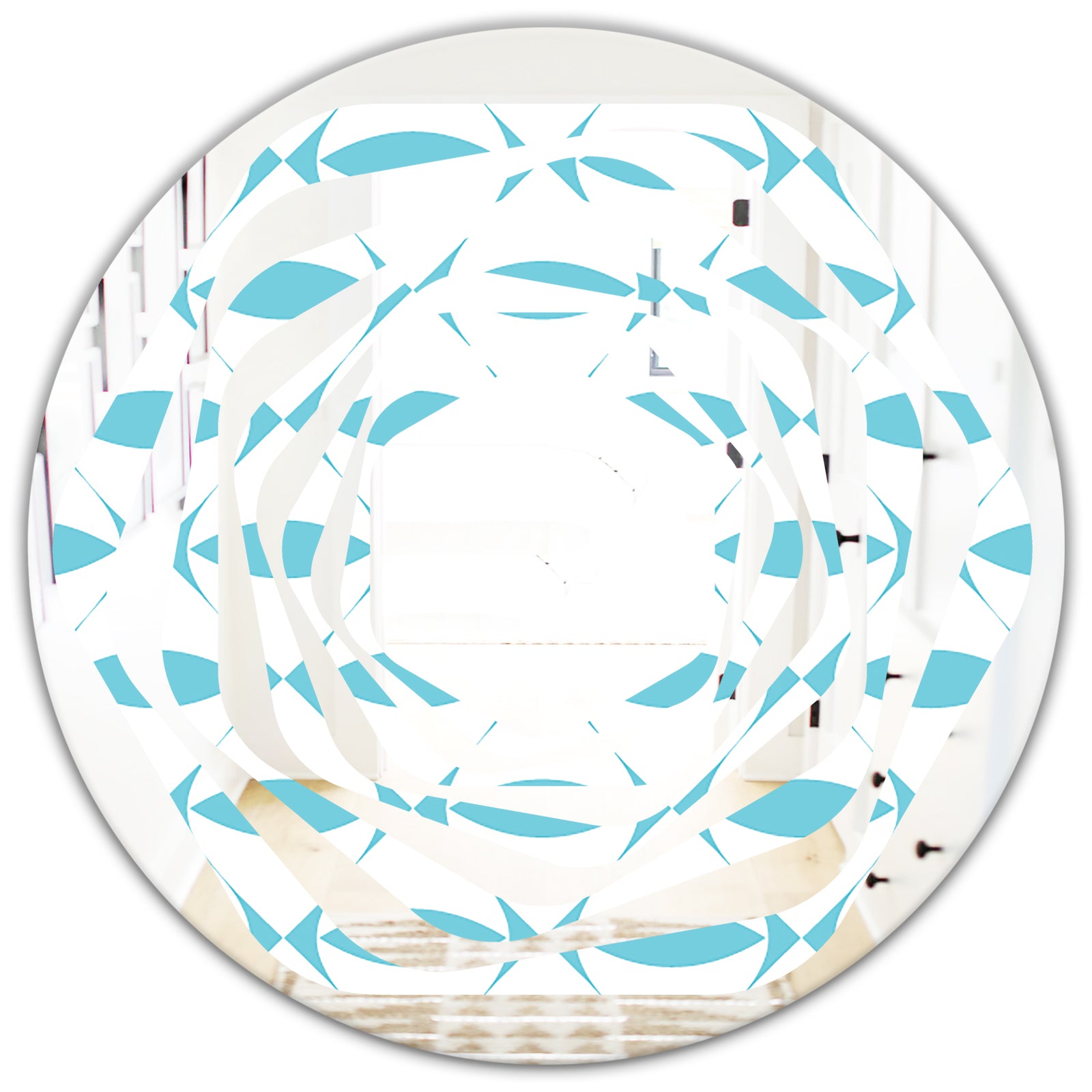 Abstract Retro Geometrical Design III - Modern Round or Oval Wall Mirror - Whirl