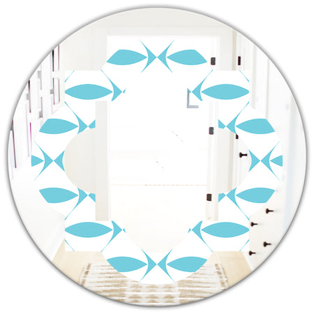 Abstract Retro Geometrical Design III - Modern Round or Oval Wall Mirror - Quatrefoil