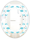 Abstract Retro Geometrical Design III - Modern Round or Oval Wall Mirror - Space