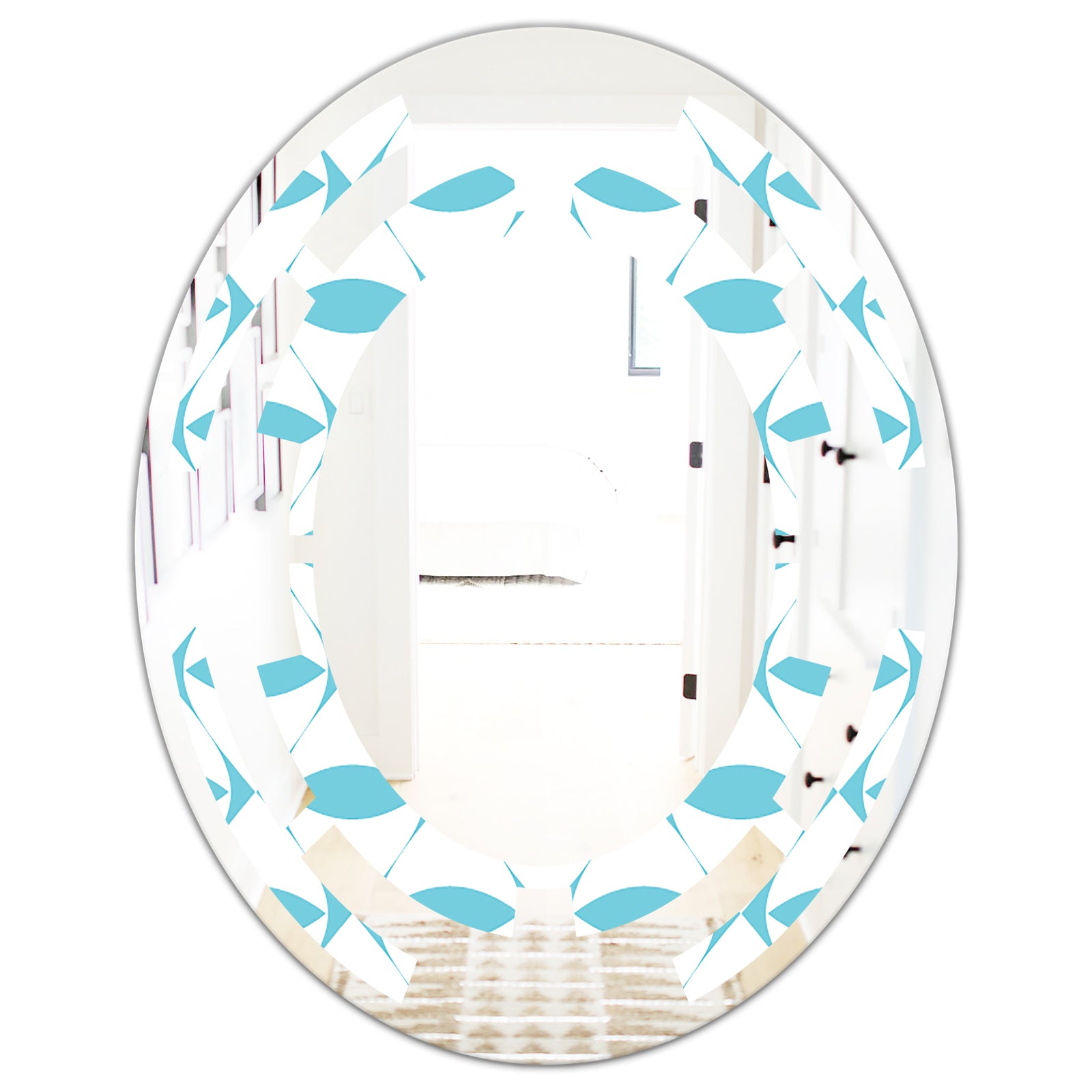 Abstract Retro Geometrical Design III - Modern Round or Oval Wall Mirror - Space