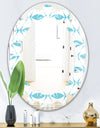 Abstract Retro Geometrical Design III - Modern Round or Oval Wall Mirror - Leaves