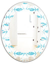 Abstract Retro Geometrical Design III - Modern Round or Oval Wall Mirror - Leaves