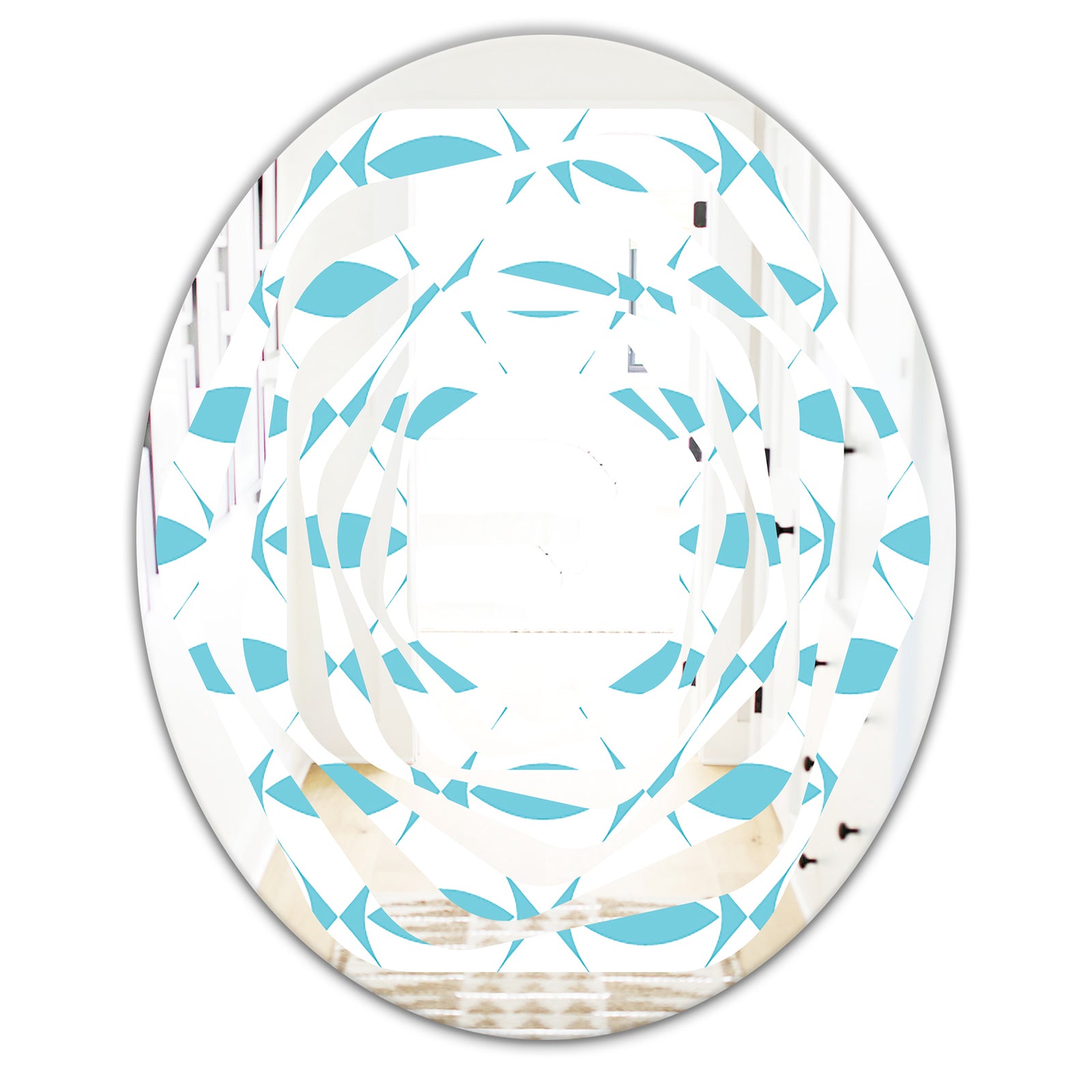 Abstract Retro Geometrical Design III - Modern Round or Oval Wall Mirror - Whirl