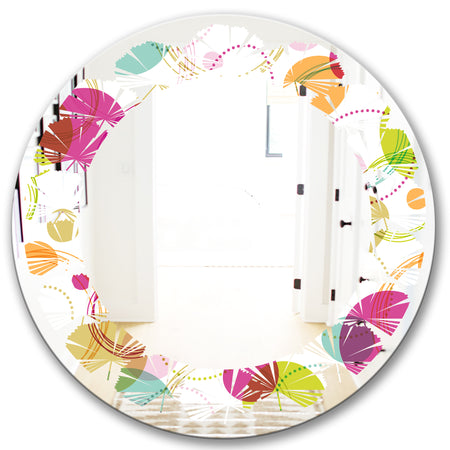 Retro Circular Design II - Modern Round or Oval Wall Mirror - Leaves