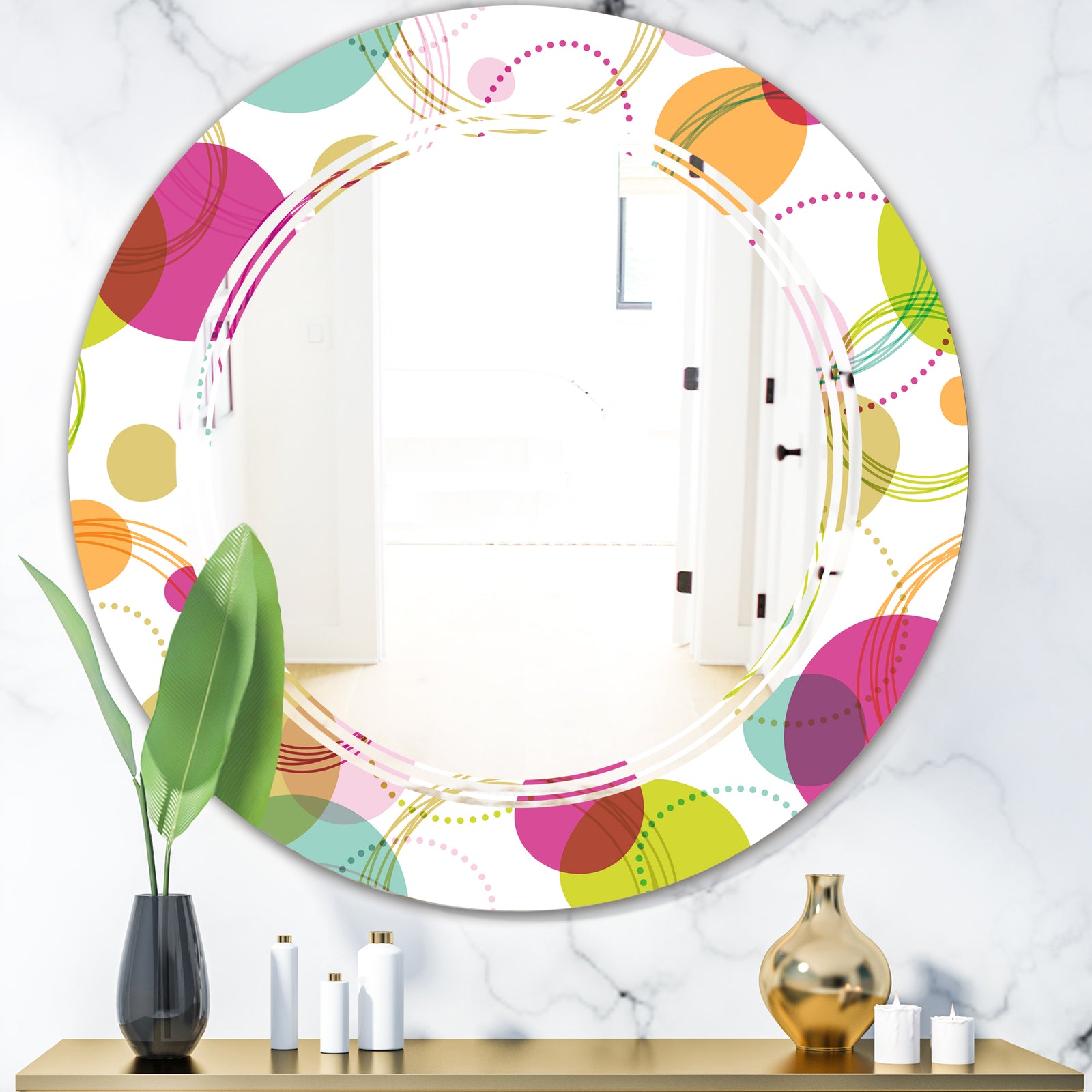 Retro Circular Design II - Modern Round or Oval Wall Mirror - Triple C