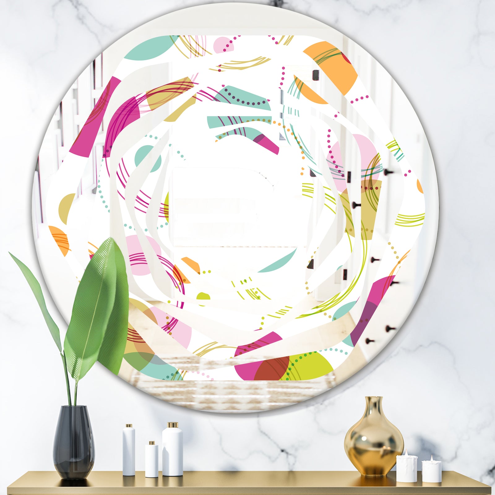 Retro Circular Design II - Modern Round or Oval Wall Mirror - Whirl