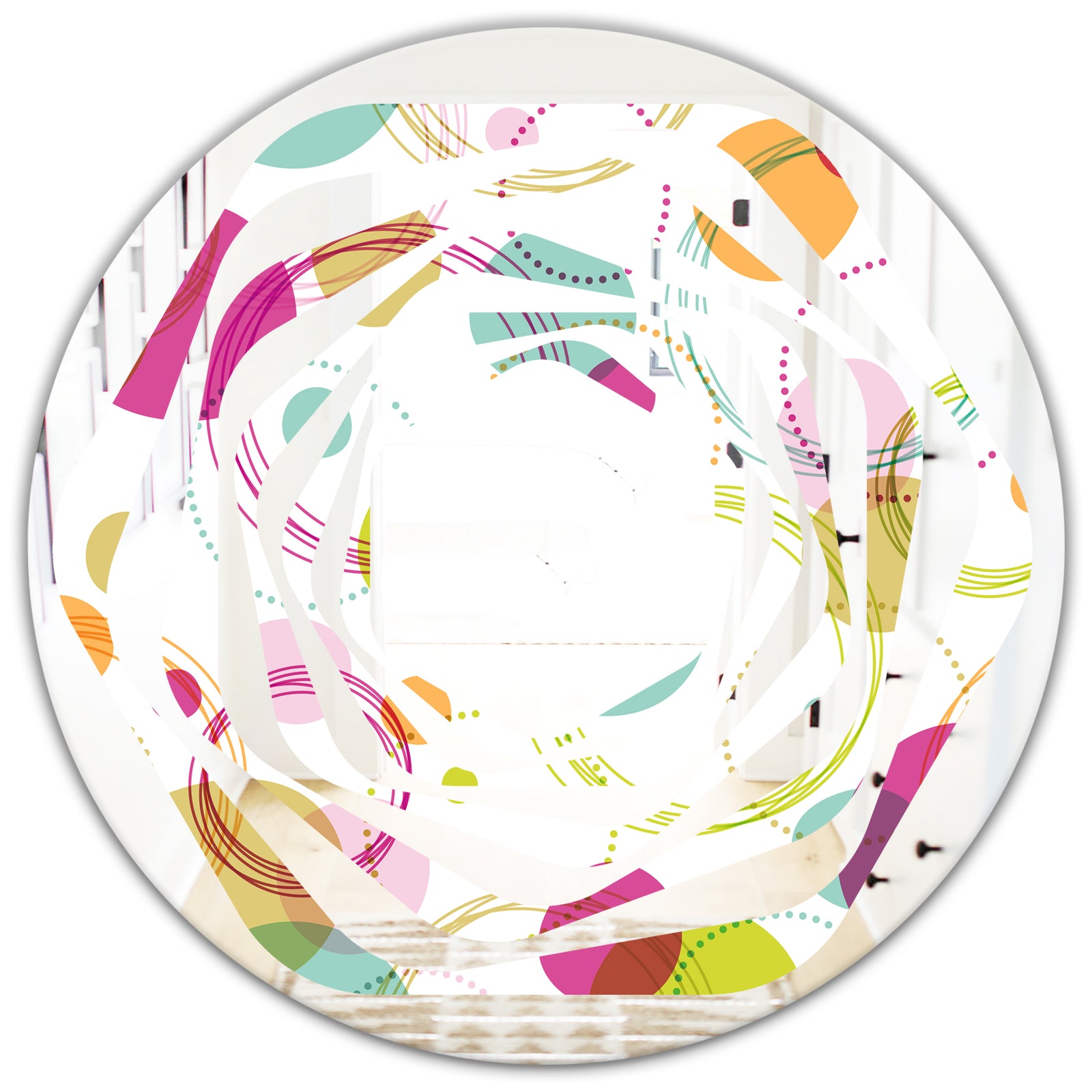 Retro Circular Design II - Modern Round or Oval Wall Mirror - Whirl