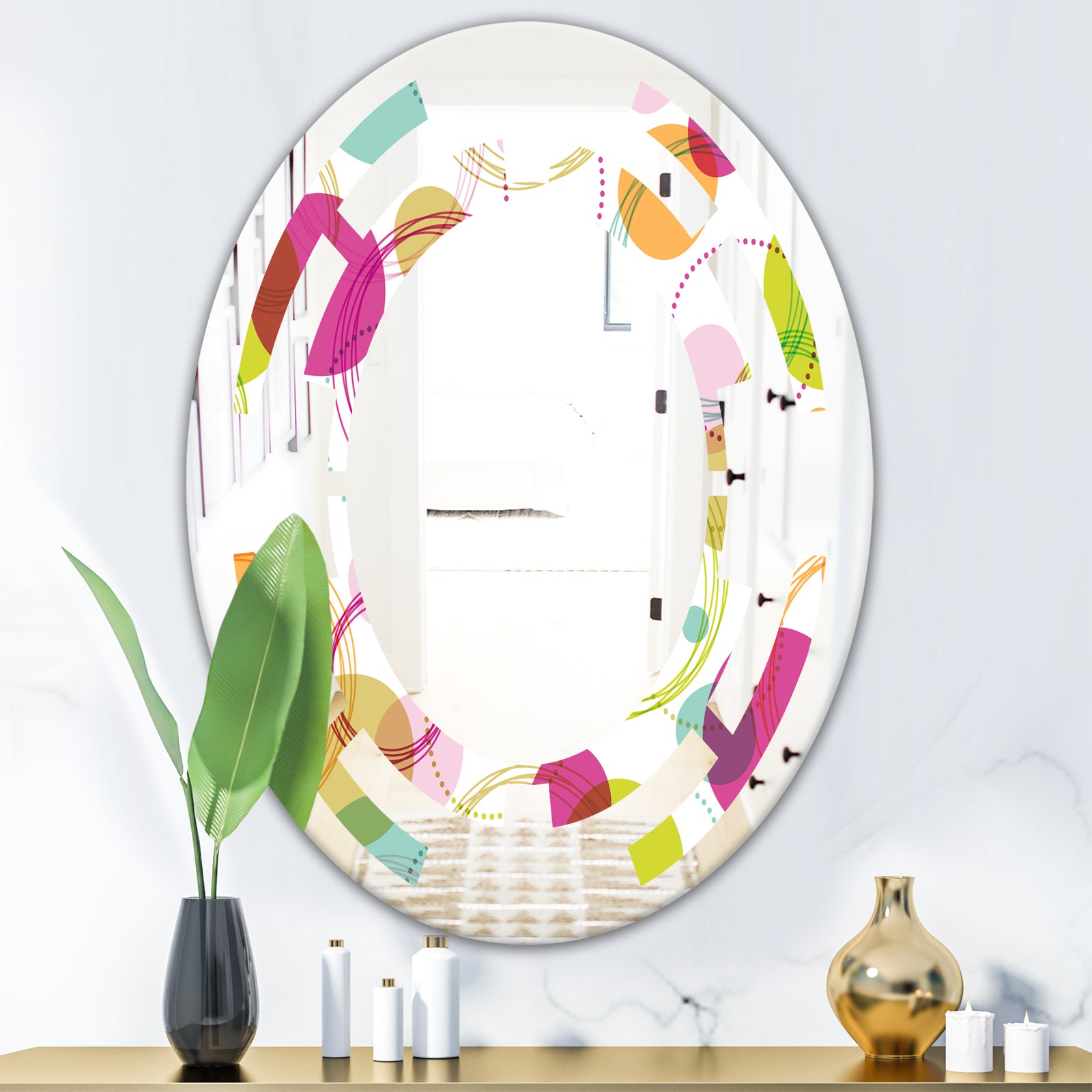 Retro Circular Design II - Modern Round or Oval Wall Mirror - Space