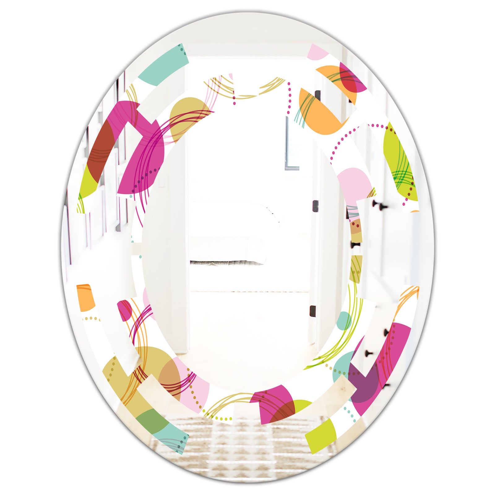 Retro Circular Design II - Modern Round or Oval Wall Mirror - Space