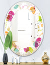 Retro Circular Design II - Modern Round or Oval Wall Mirror - Leaves
