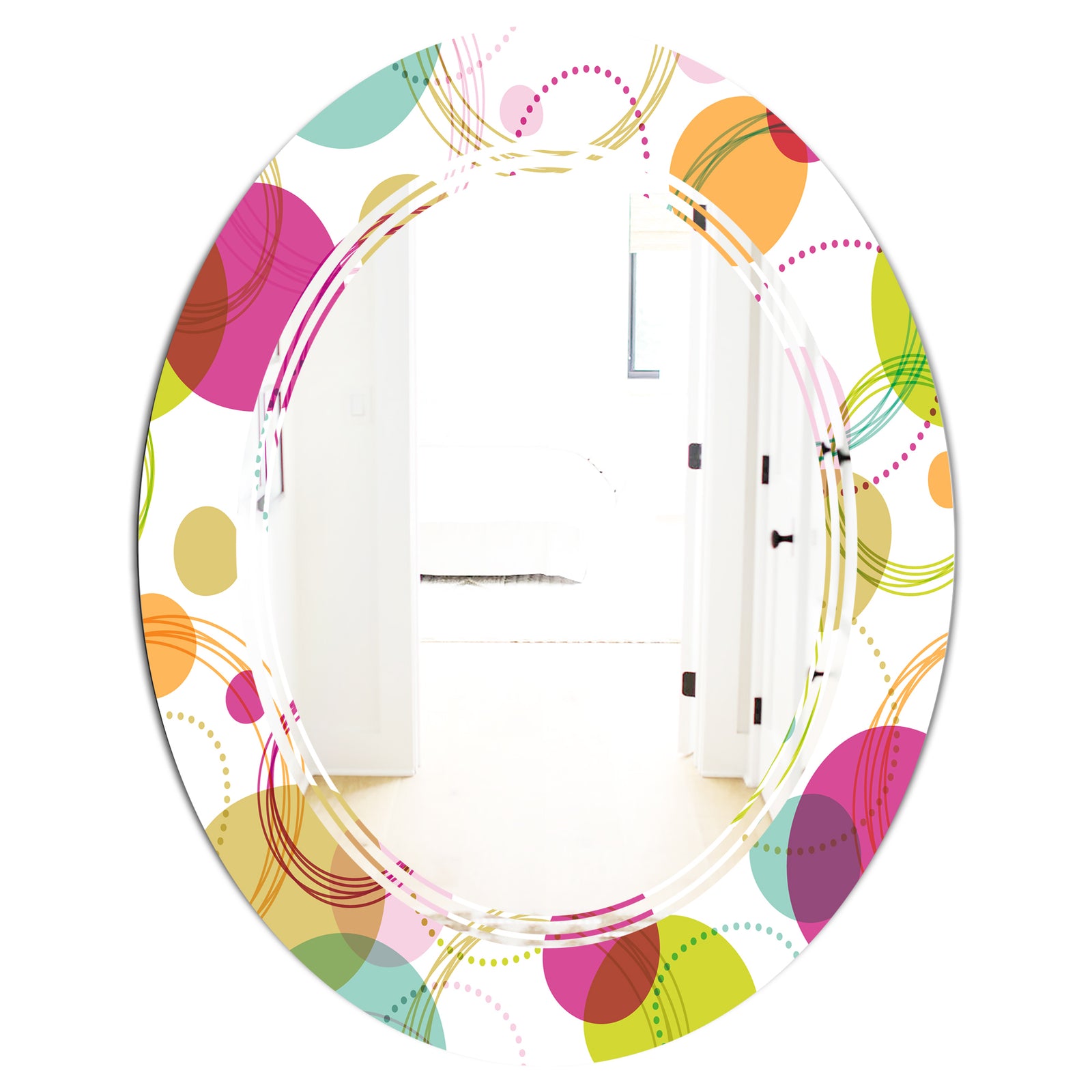 Retro Circular Design II - Modern Round or Oval Wall Mirror - Triple C
