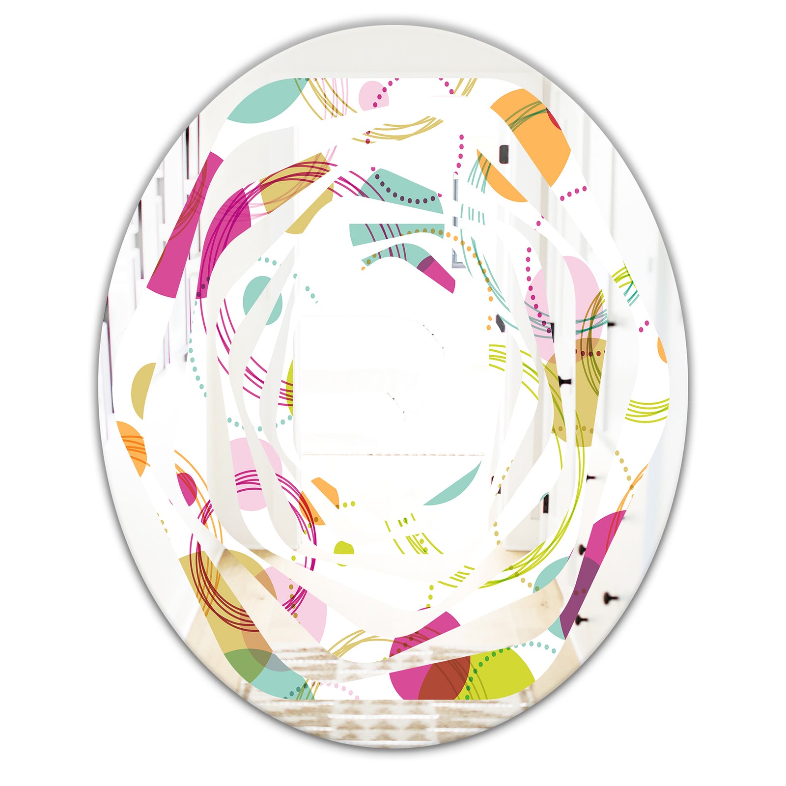 Retro Circular Design II - Modern Round or Oval Wall Mirror - Whirl
