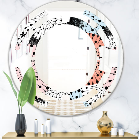 Retro Abstract Flower Design I - Modern Round or Oval Wall Mirror - Space