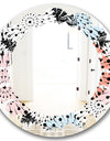 Retro Abstract Flower Design I - Modern Round or Oval Wall Mirror - Leaves