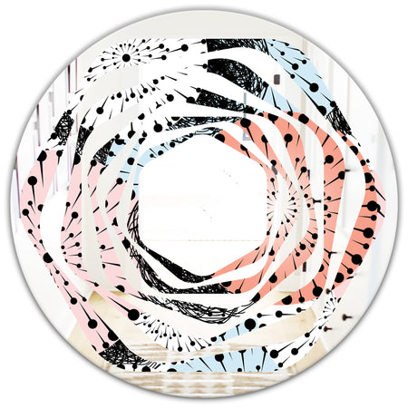 Retro Abstract Flower Design I - Modern Round or Oval Wall Mirror - Whirl