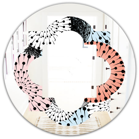 Retro Abstract Flower Design I - Modern Round or Oval Wall Mirror - Quatrefoil