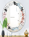 Retro Abstract Flower Design I - Modern Round or Oval Wall Mirror - Leaves