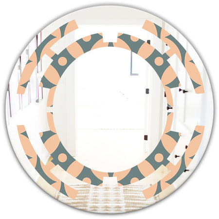 Retro Pattern Abstract Design IV - Modern Round or Oval Wall Mirror - Space