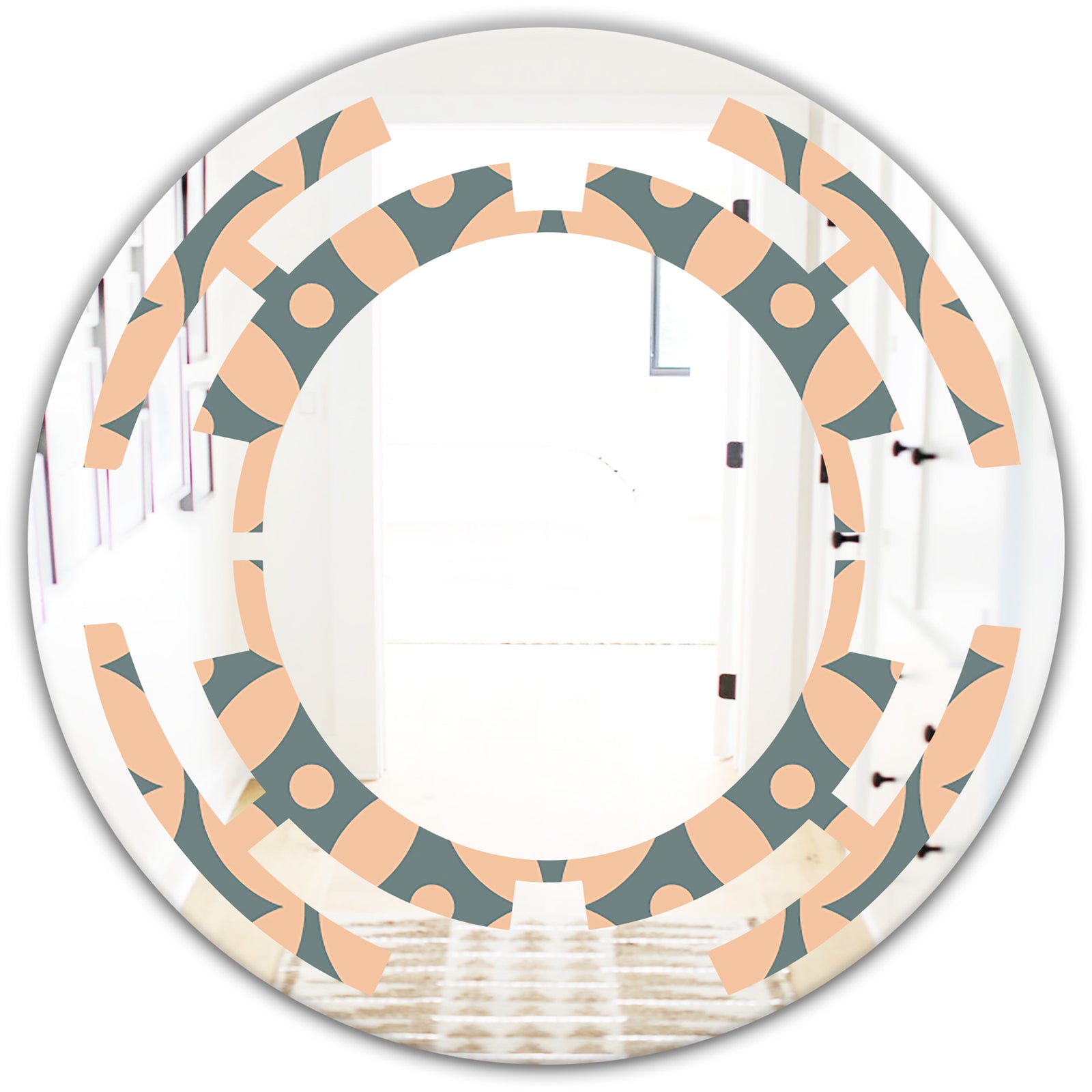 Retro Pattern Abstract Design IV - Modern Round or Oval Wall Mirror - Space