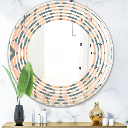 Retro Pattern Abstract Design IV - Modern Round or Oval Wall Mirror - Wave