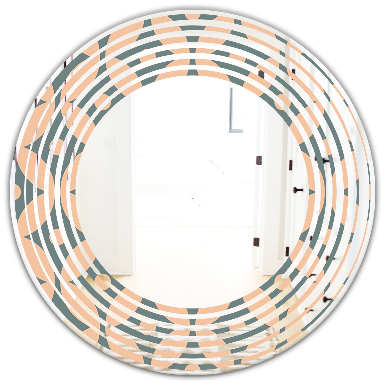 Retro Pattern Abstract Design IV - Modern Round or Oval Wall Mirror - Wave